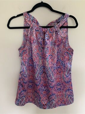 The Limited- Sleeveless Paisley Print Tank Top in Red & Blue